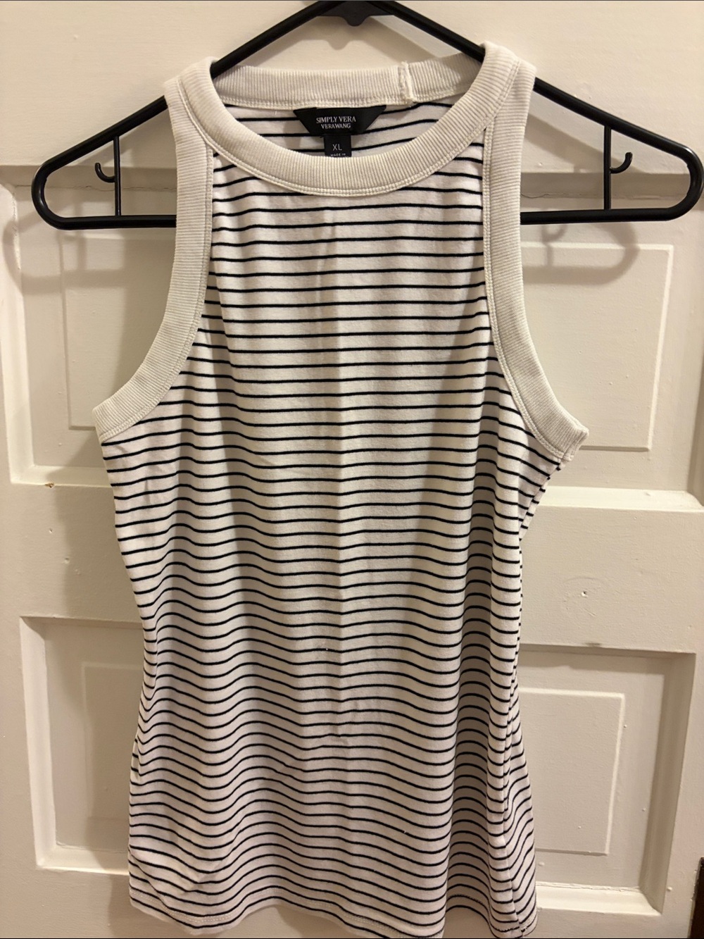 Simply Vera Vera Wang White and Black Striped Racerback Tank